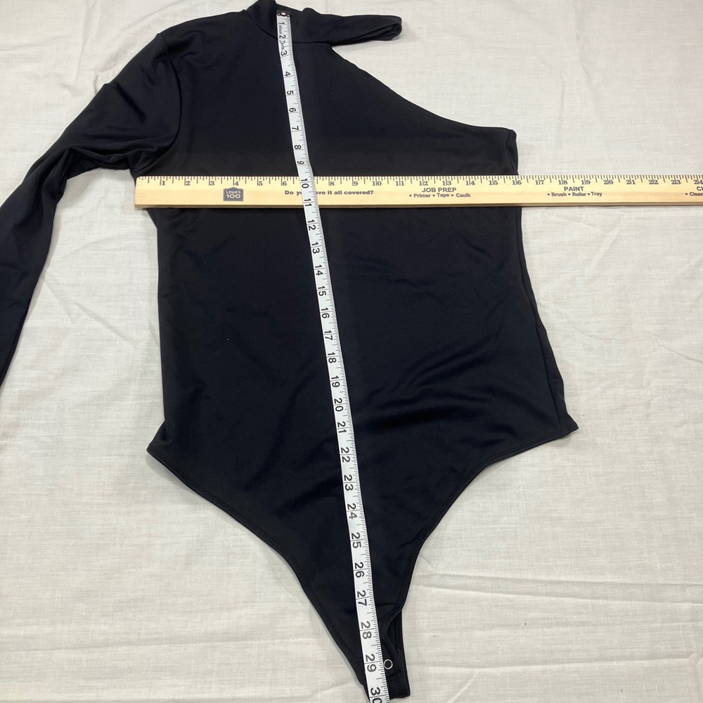Abercrombie Fitch Black One Shoulder Long Sleeve Bodysuit  Mock Neck‎ Size L - Picture 9 of 9
